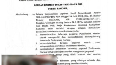 Dugaan Standar Ganda Penegakan Disiplin ASN di Samosir: Skandal Video Asusila Hanya Mutasi , dr. Bilmar Langsung Dipecat