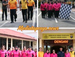 Bakar Kalori Bersama, Personel Polres Humbahas Kompak Senam Pagi