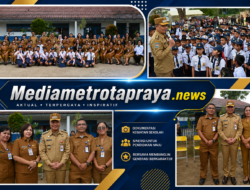 Hari pertama tahun ajaran baru, Bupati humbahas sampaikan semangat dan motivasi kepada siswa SMPN 008 pollung
